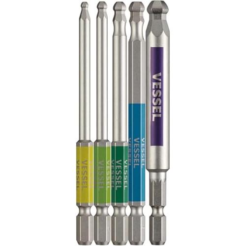 ベッセル(VESSEL) 片頭ボールポイント 剛彩ビット 5本組 対辺3/4/5/6/8×100 G...