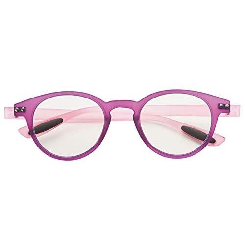 老眼鏡 ブルーライトカット 携帯 軽量 おしゃれ ボストン colorfulook パープル 度数+...