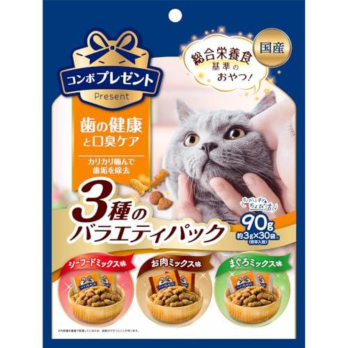 コンボ プレゼント キャット おやつ 3種のバラエティパック 歯の健康と口臭ケア 90g かりかりド...