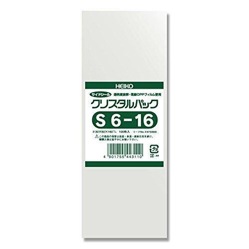 透明袋 OPPクリスタルパック S6-16 100枚入 (サイズ:厚み0.03mm 幅6×高16cm...