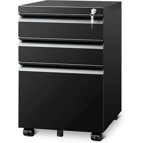 DEVAISE デスクワゴン サイドワゴン キャビネット オフィスワゴン 袖机 キャスター付き 鍵付...