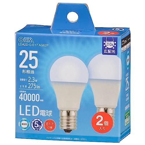 オーム電機 LED電球小形 E17 25形相当/25W相当 昼光色 密閉器具対応 断熱材施工器具対応...