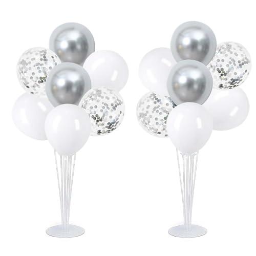 卓上式 バルーンスタンド シルバーホワイト 風船 セット バルーンスティック 風船 スタンド 2台 ...