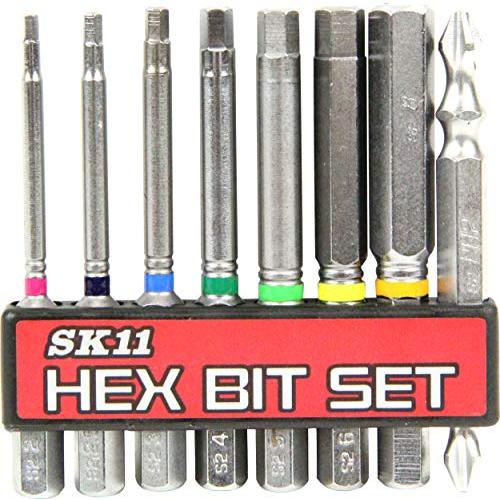 SK11(エスケー11) 六角ビット 8点セット 65mm BS-20N 六角軸 6.35mm