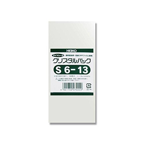 透明袋 OPPクリスタルパック S6-13 100枚入 (サイズ:厚み0.03mm 幅6×高13cm...