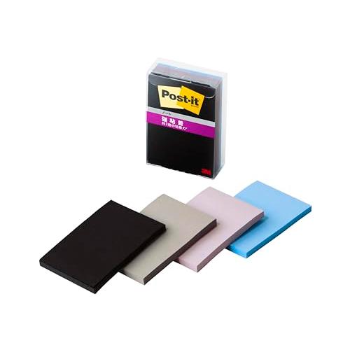 3M ポストイット 付箋 強粘着 かわいい マルチカラー 75×50mm 45枚×3パッド 黒35枚...