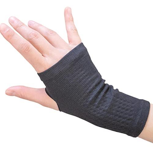 健まーる 岩盤浴 手の甲 サポーター 北投石加工 遠赤外線 1枚入り (ブラック) 6627-F-A