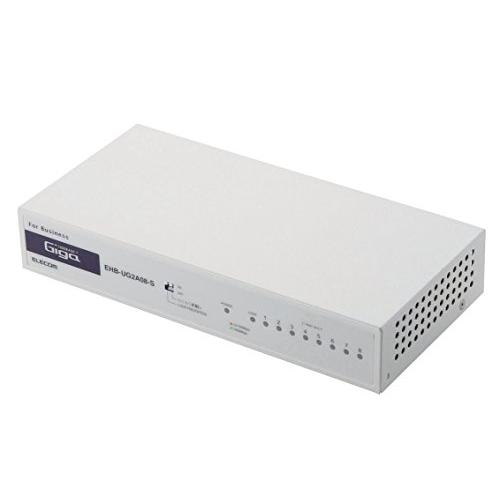 エレコム スイッチングハブ ギガビット 8ポート 耐熱50度 ループ防止機能 EHB-UG2A08-...