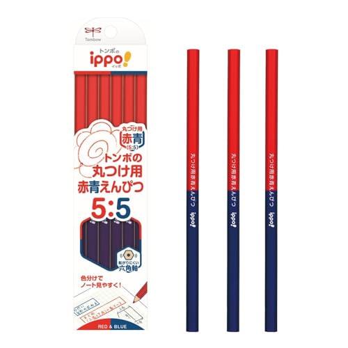 トンボ鉛筆 赤青鉛筆 (5:5) 12本 丸つけ用 六角 ippo 1ダース CV-KIVP