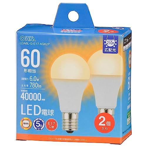 オーム電機 LED電球小形 E17 60形相当/60W相当 電球色 密閉器具対応 断熱材施工器具対応...