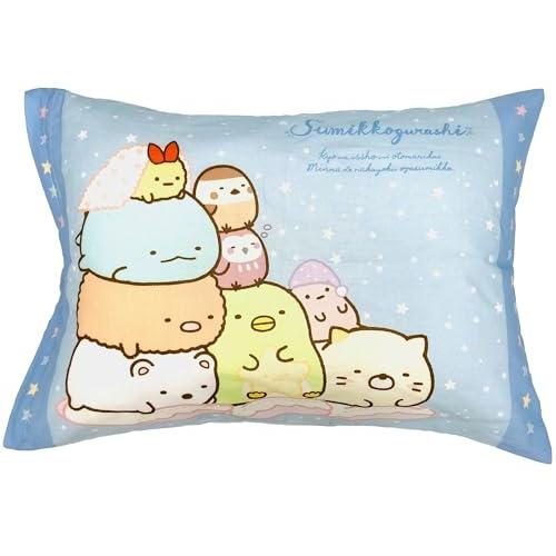 MORIPiLO 子供 枕 低め サンエックス すみっコぐらし お泊り会 ブルー 約28x39cm ...