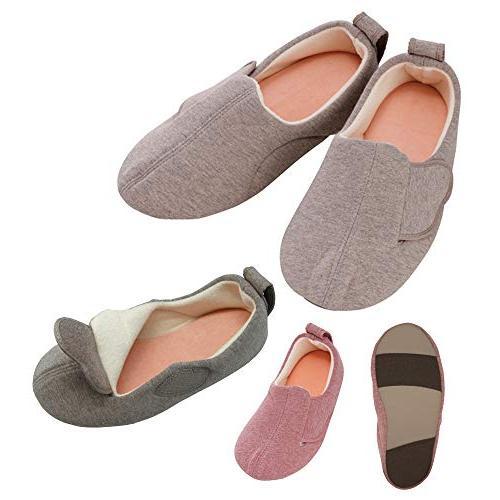 徳武産業 介護シューズ あゆみ スリットベルト 室内用 グレー Lサイズ(23.5-24.5cm) ...