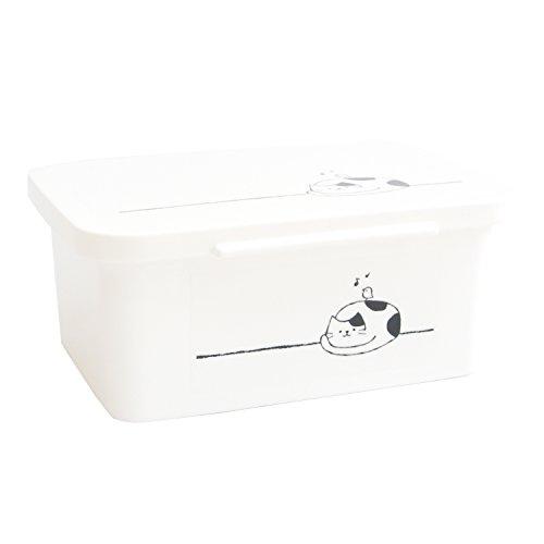 オカ お掃除シートケース なごみねこ ホワイト(パッキン付きで乾かない 除菌シート)