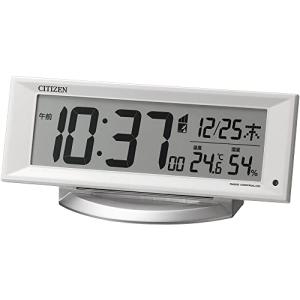 リズム(RHYTHM) シチズン 置き時計 目覚まし時計 電波時計 デジタル ライト 温度 湿度 カレンダー 白 8.8