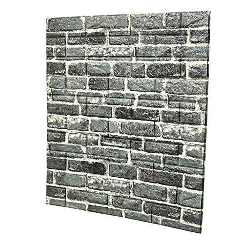 ［壁紙研究所］超大判 レンガ調 グレー クッション壁紙 壁紙 立体壁紙 70cmx77cm レンガ ...