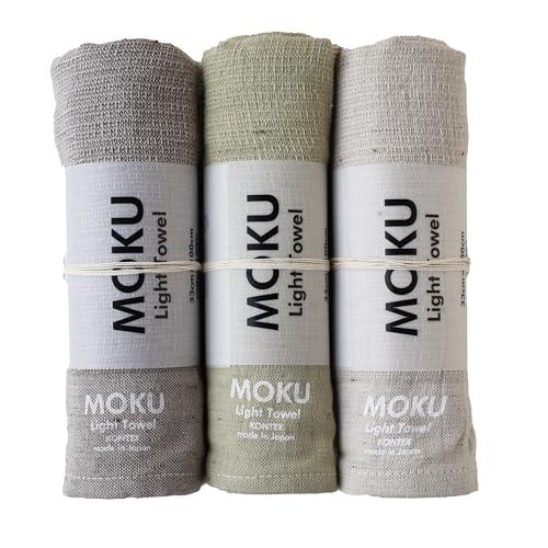 コンテックス MOKU 60004-90 フェイスタオル Mサイズ3本セット (グレー・カーキ・アー...