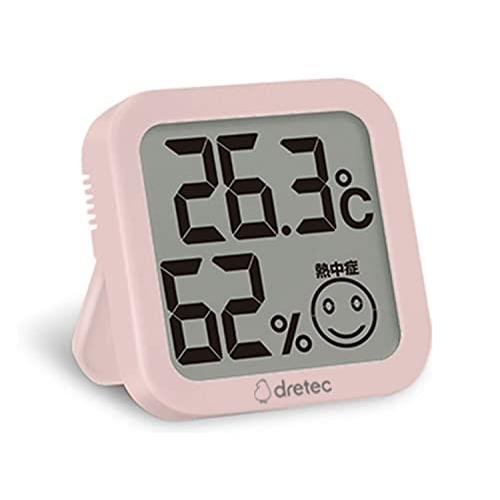ドリテック(dretec) 温湿度計 デジタル 温度計 湿度計 大画面 コンパクト ピンク