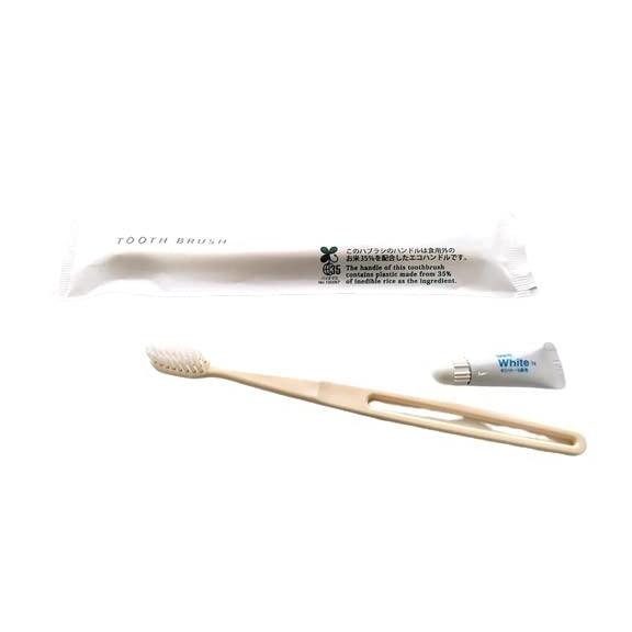 バイオマスシリーズ 歯ブラシセットエコ使い捨て 日本製 (100本 白）