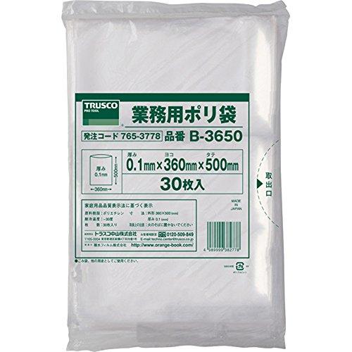 TRUSCO(トラスコ) 厚手ポリ袋 縦500X横360Xt0.1 30枚入 透明 B3650