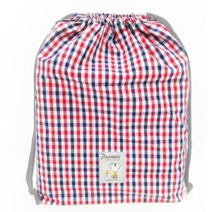 SNOOPY かわいい 巾着袋 じょうぶ 二層 弱撥水 日本製 縦36.5×横35×マチ10 cm 旅行 ジム ヨガ 温泉スパ 着替え 体操服
