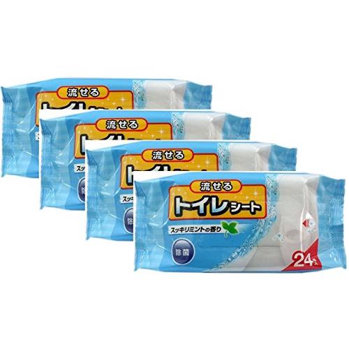 コットンラボ 流せるトイレシート すっきりミントの香り 24枚入 4点セット