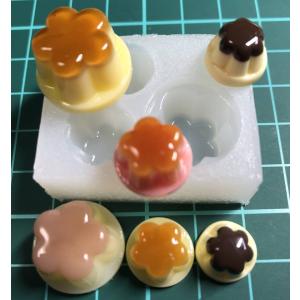 ミニチュア【花型　プリン３サイズ】シリコンモールド　デコパーツ　ミニチュアフード　レジン