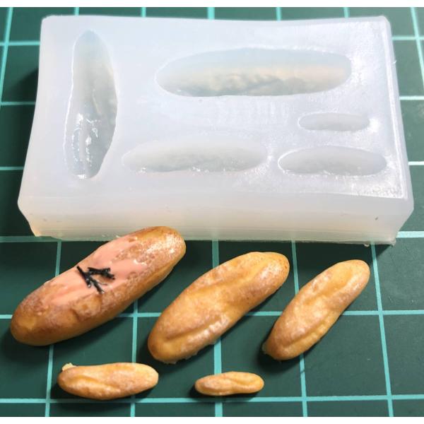 ミニチュア【フランスパン　５サイズ】粘土　シリコンモールド　ドールハウス　ミニチュアフード　型