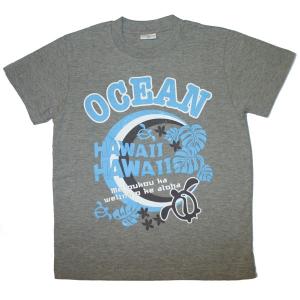 NATURAL CLOTHS(ナチュラルクルージングスタイル)_ホヌ柄キッズＴシャツ_OCEAN【グレー】_IS0072K｜reneba