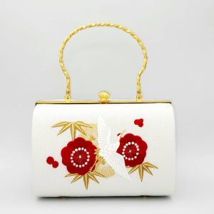 成人式　七宝桜刺繍バック　白　美品 七宝桜刺繍バッグ 黒 日本製 成人式 卒業式 振袖 袴 着物 レディース