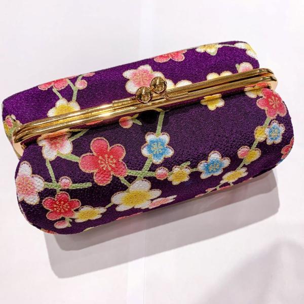 小紋工房 和KOMONO がま口ポーチ 彩り小梅 紫 二越 ちりめん 縮緬 コスメポーチ 日本製 ク...