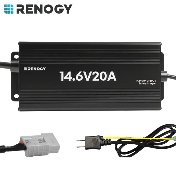 RENOGY 12V 20A  バッテリー充電器 リン酸鉄リチウムイオンバッテリー専用 AC-DC充...