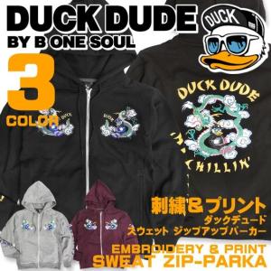 パーカー ダックデュード メンズ ジップパーカー 裏起毛 duck dude スウェット アヒル 龍 刺繍 バックプリント 商品番号 PKL-263｜renovatio