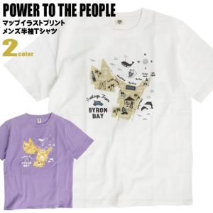 POWER TO THE PEOPLE Tシャツ イラスト 半袖Tシャツ メンズ パワー・トゥ・ザ・ピープル 地図 プリント TSS-363｜renovatio