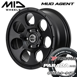 送料無料 200系ハイエース MUD AGENT セミグロスブラック 215/65R16 荷重対応 ヨコハマ パラダPA03 ホワイトレター｜rensshop