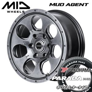 送料無料 200系ハイエース MUD AGENT メタリックグレー 215/65R16 荷重対応 ヨコハマ パラダPA03 ホワイトレター｜rensshop