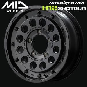 送料無料 64 ジムニー MID ナイトロパワー H12 ショットガン バレルブラック 16inch 5.5J +20 5穴 PCD139.7 アルミホイール 4本セット｜rensshop