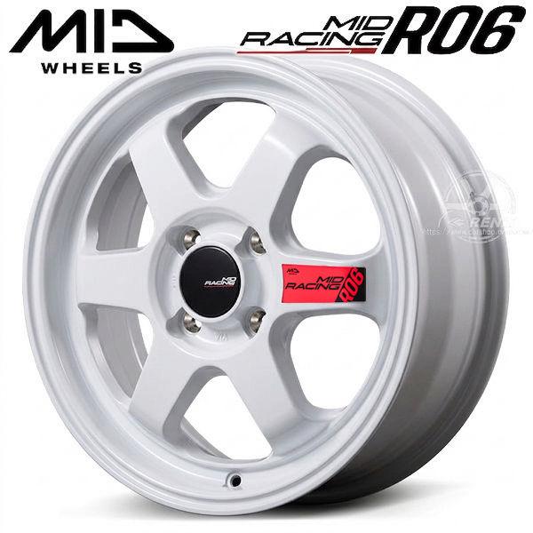 送料無料 MID RACING R06 MID レーシング R06 ホワイト 15インチ 5.0J ...