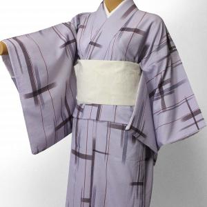 単衣 着物 レンタル セット Sサイズ レディース うす紫 絣｜rental-kimono