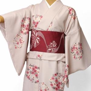 単衣 着物 レンタル セット Mサイズ レディース ピンク 桜花輪｜rental-kimono