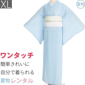 夏物 レンタル 絽 色無地 XLサイズ 水色 鮫小紋 シルック｜rental-kimono
