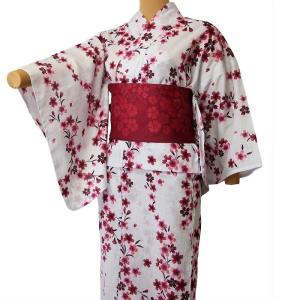 浴衣 レンタル セット Mサイズ レディース 薄グレー桜｜rental-kimono