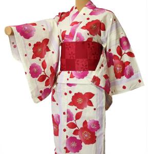 浴衣 レンタル セット Mサイズ レディース 白シンプル桜｜rental-kimono