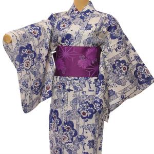 浴衣 レンタル セット XLサイズ レディース ベージュ四季花｜rental-kimono