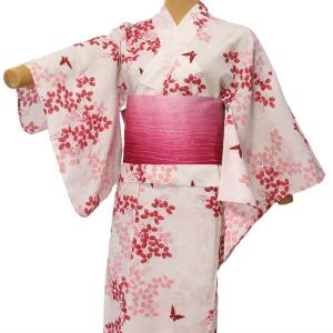 浴衣 レンタル セット XLサイズ レディース ピンク 萩｜rental-kimono