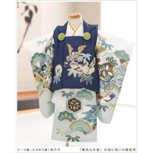 小さめ ３歳 男の子 七五三 被布セット レンタル df025s 2歳 着物レンタル フルセット 753 子供着物 被布 人気 かわいい 「陽気な天使」 白地に祝いの縁起兜