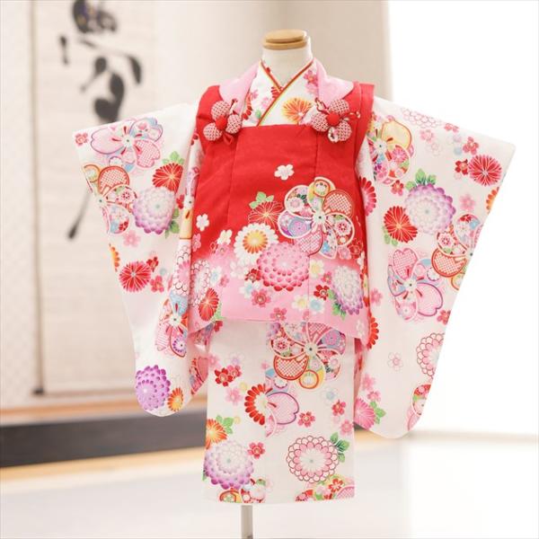 小さいサイズ 2歳〜３歳 女の子 着物レンタル 七五三 被布セット f3024 子供着物 85cm前...