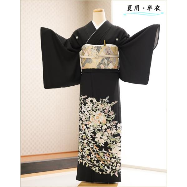 夏用 単衣 特選手刺繍 黒留袖レンタル sts775 母親 留め袖 結婚式 単 正絹 着物レンタル ...