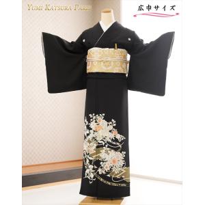 大きいサイズ 広巾 留袖レンタル 特選プレミアム「手刺繍」身長150cm対応 th273 広幅 黒留袖 結婚式 母親 13号〜19号 豪華 最高級 絢爛慶び吉祥彩華