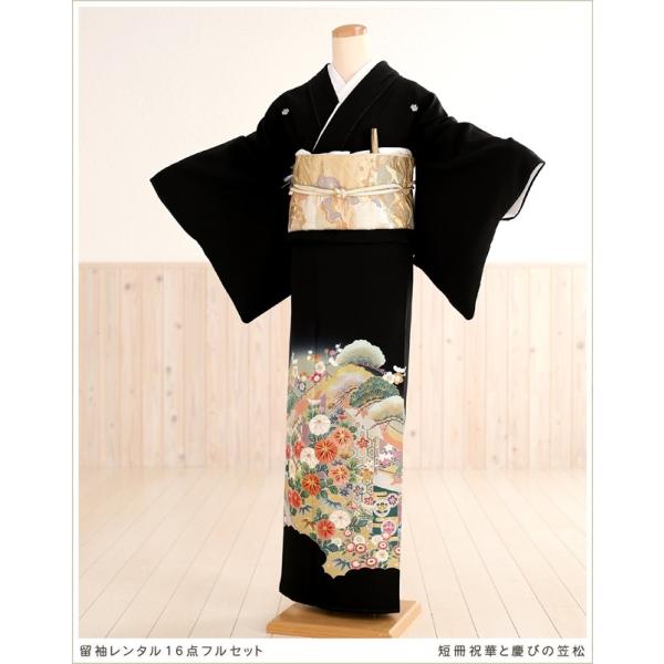 留袖レンタル ts106 黒留袖レンタル 母親 留め袖 結婚式 正絹 tomesode フルセット ...