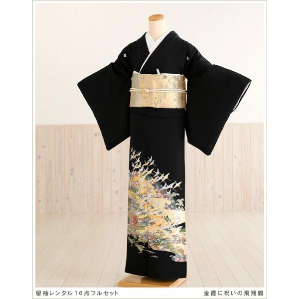 留袖レンタル 黒留袖 ts111 結婚式 着物レンタル 留め袖 フルセット 正絹 tomesode ...